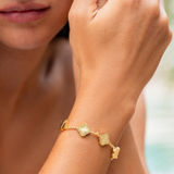 Luna | Pulseira Inicial Trevo Dourada