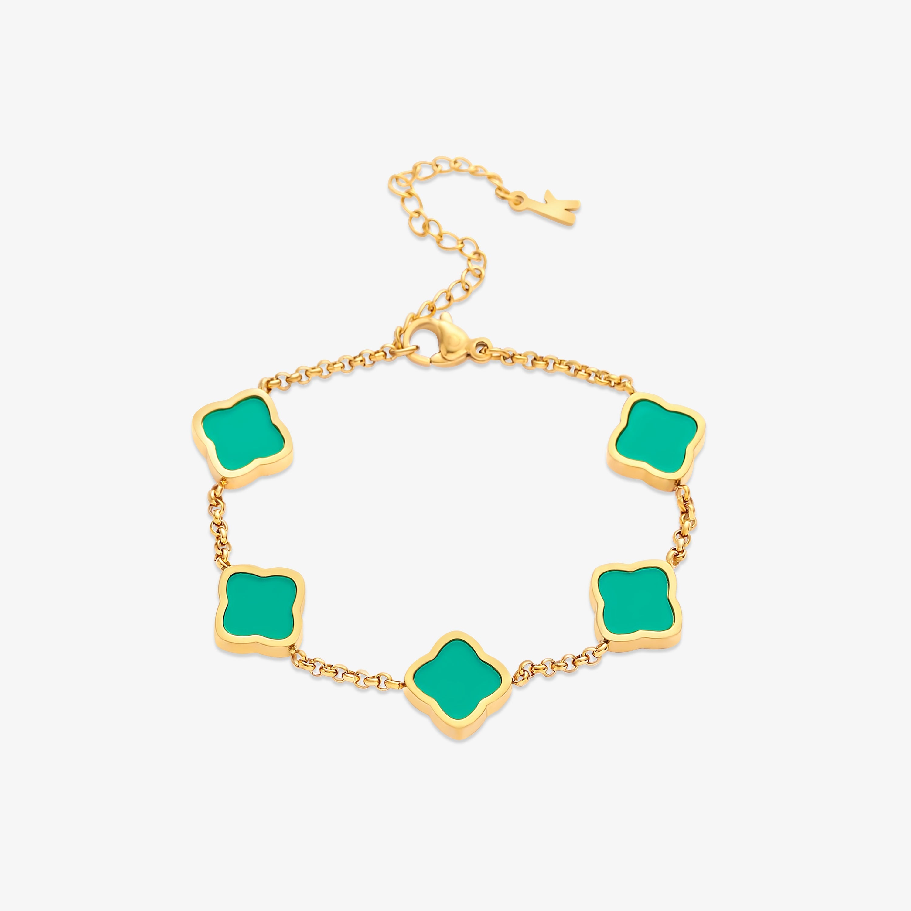 Luna | Pulseira Inicial Trevo Dourada