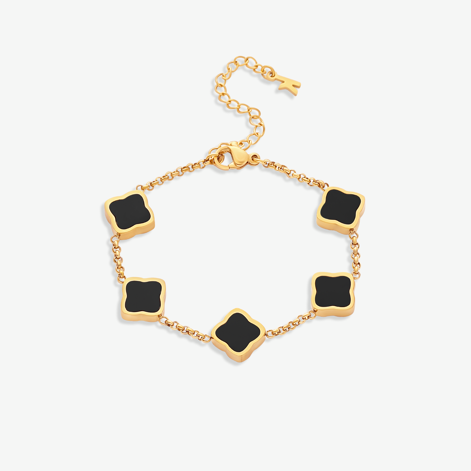 Luna | Pulseira Inicial Trevo Dourada