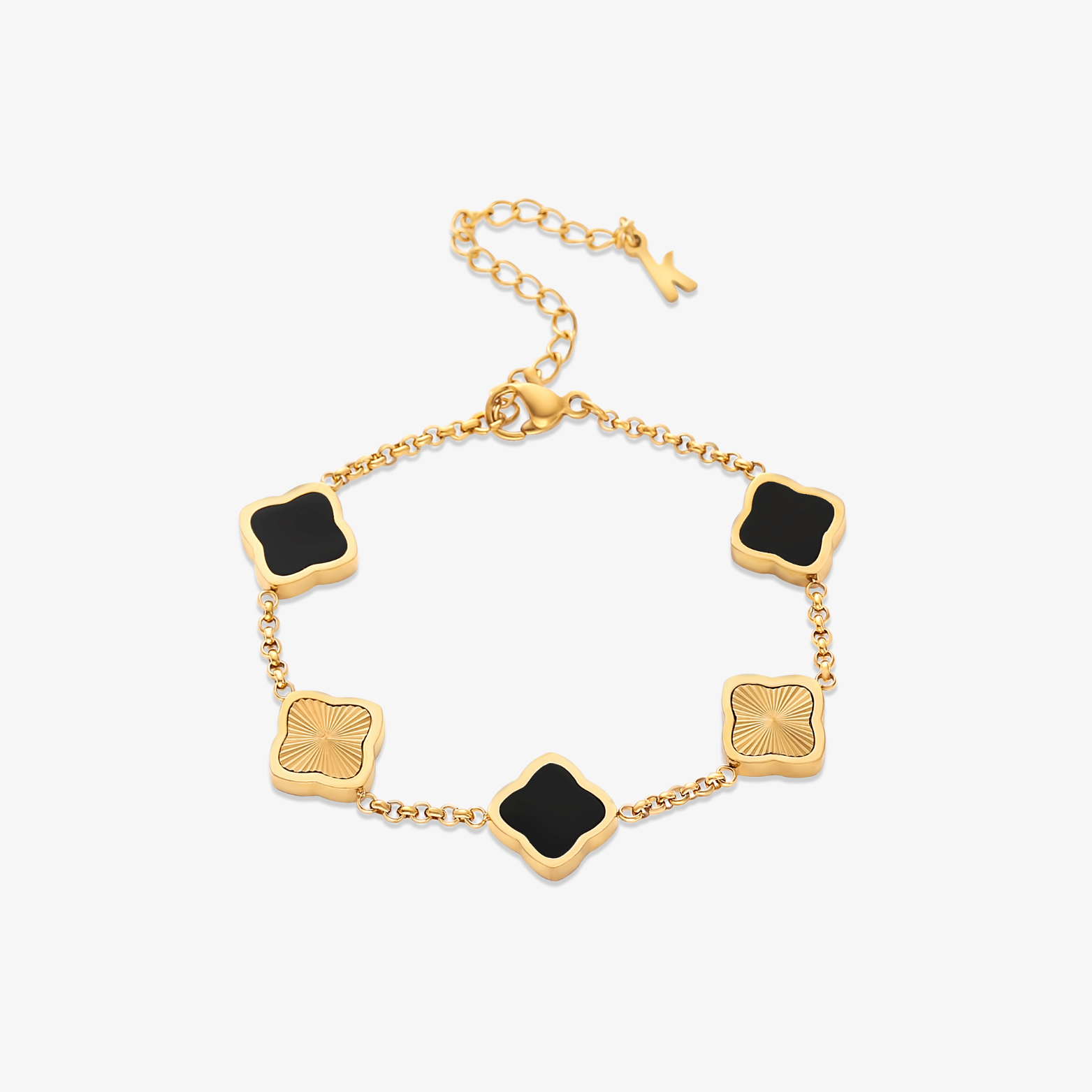 Luna | Pulseira Inicial Trevo Dourada