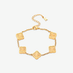 Luna | Pulseira Inicial Trevo Dourada