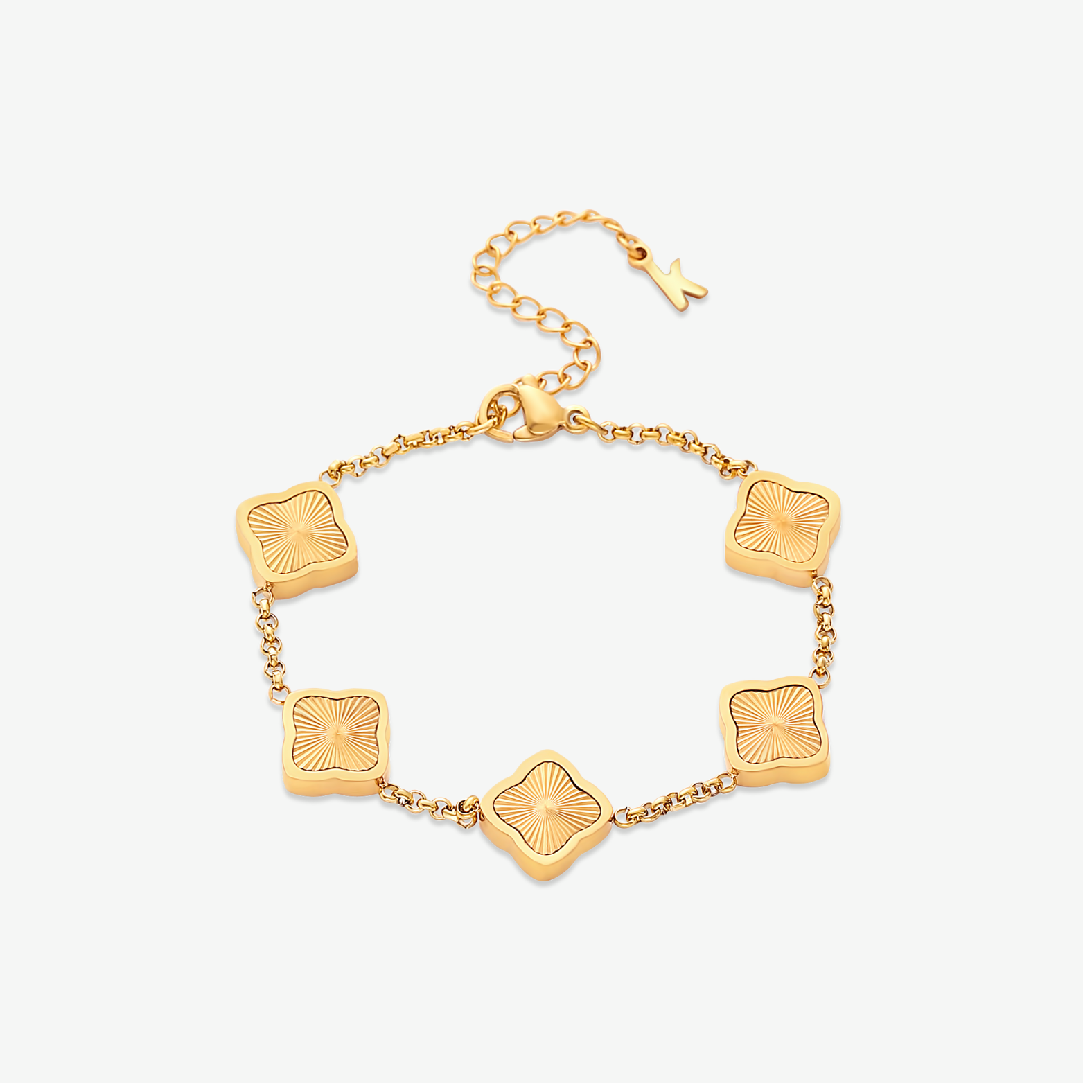 Luna | Pulseira Inicial Trevo Dourada