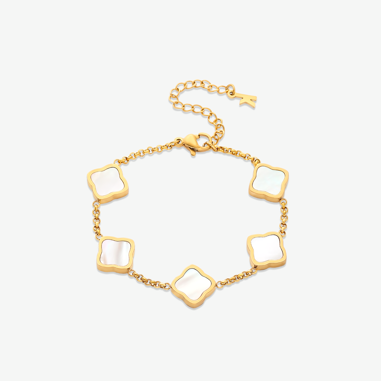 Luna | Pulseira Inicial Trevo Dourada
