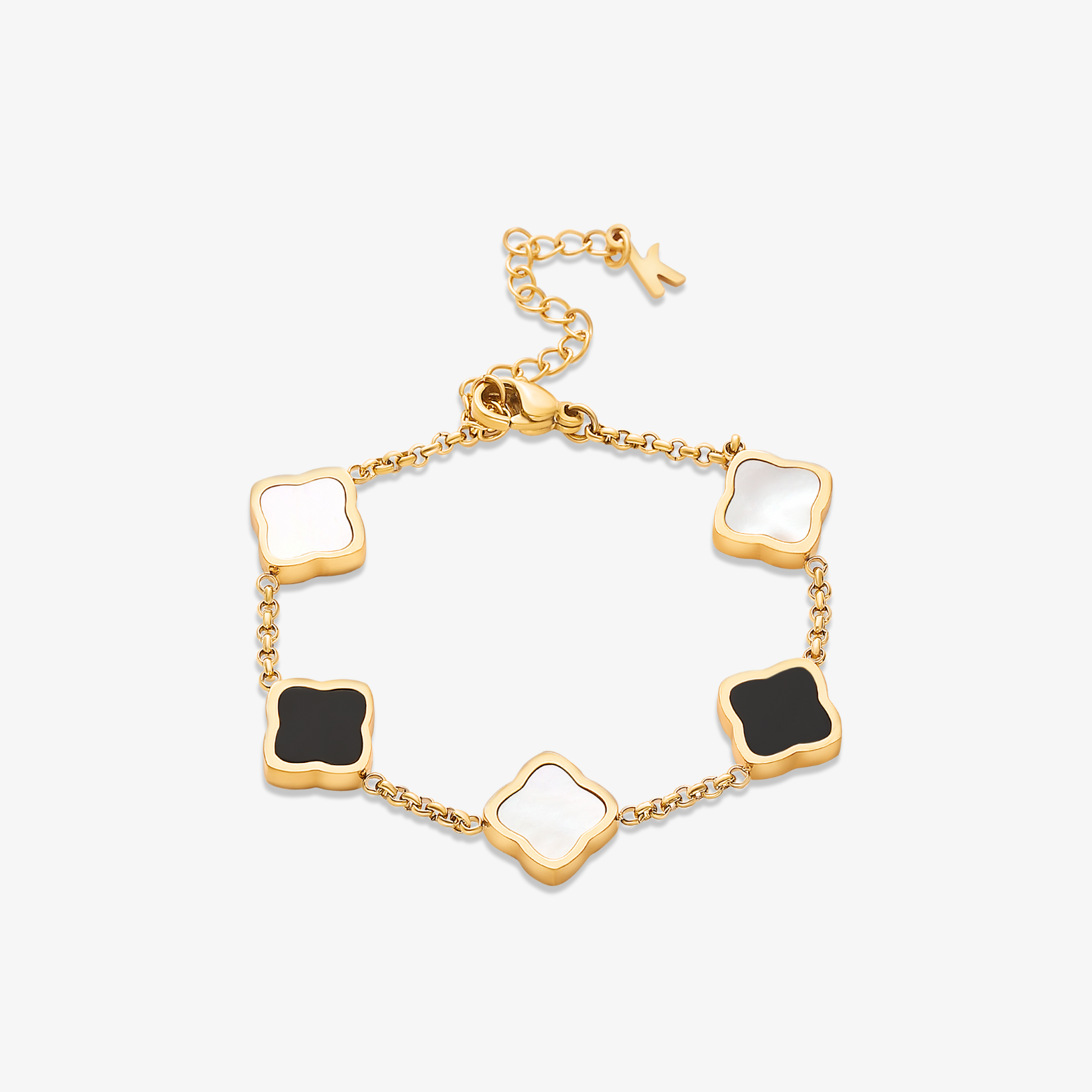 Luna | Pulseira Inicial Trevo Dourada