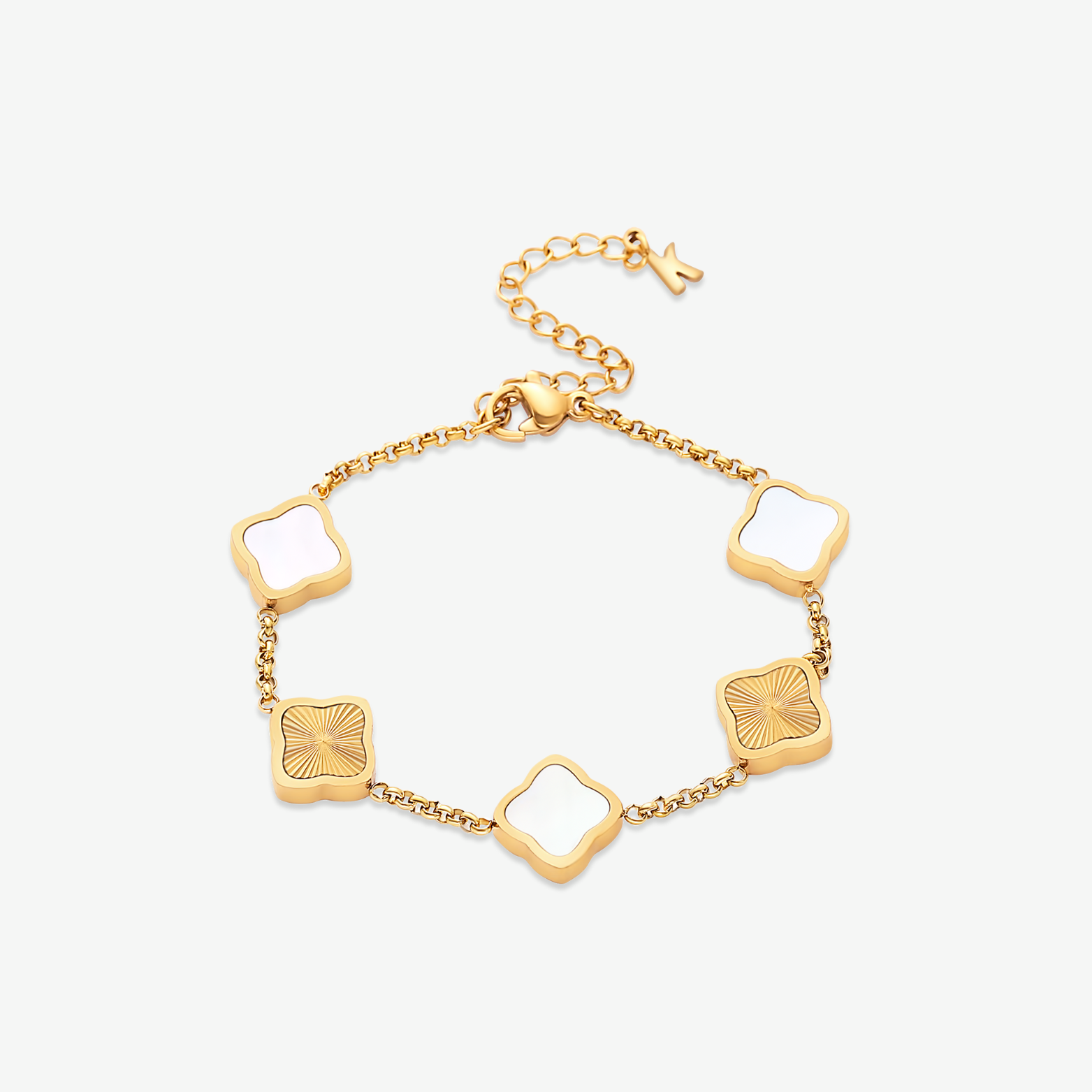 Luna | Pulseira Inicial Trevo Dourada
