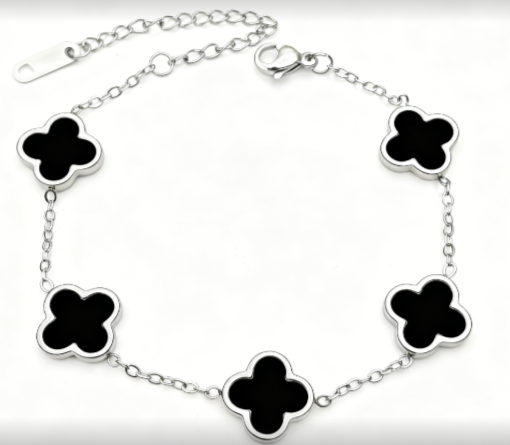 Helena | Pulseira Inicial Trevo Prateada